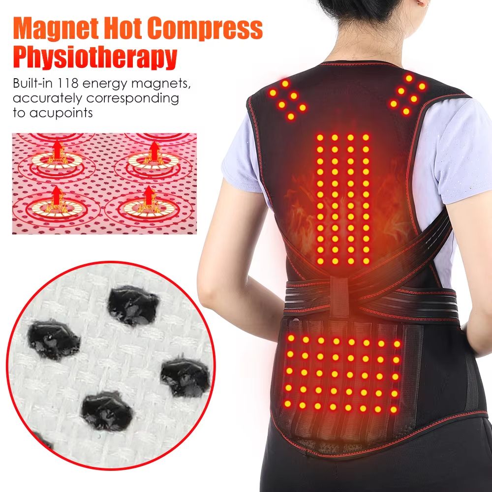 Tourmaline Magnetic Heated Vest  Self Heating Thermal Brace For Back Pain And Posture Support 4