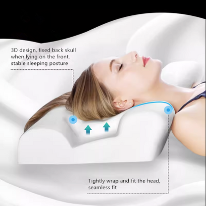 Memory Foam 3D Beauty Pillow, Side Sleep Anti-Wrinkle Face Pillow, Cervical Neck Support, Helps Sleep & Reduces Facial
