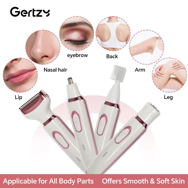 4in1 Rechargeable Electric Razor For Women  Painless Wet And Dry Hair Remover For Face Legs Bikini  2