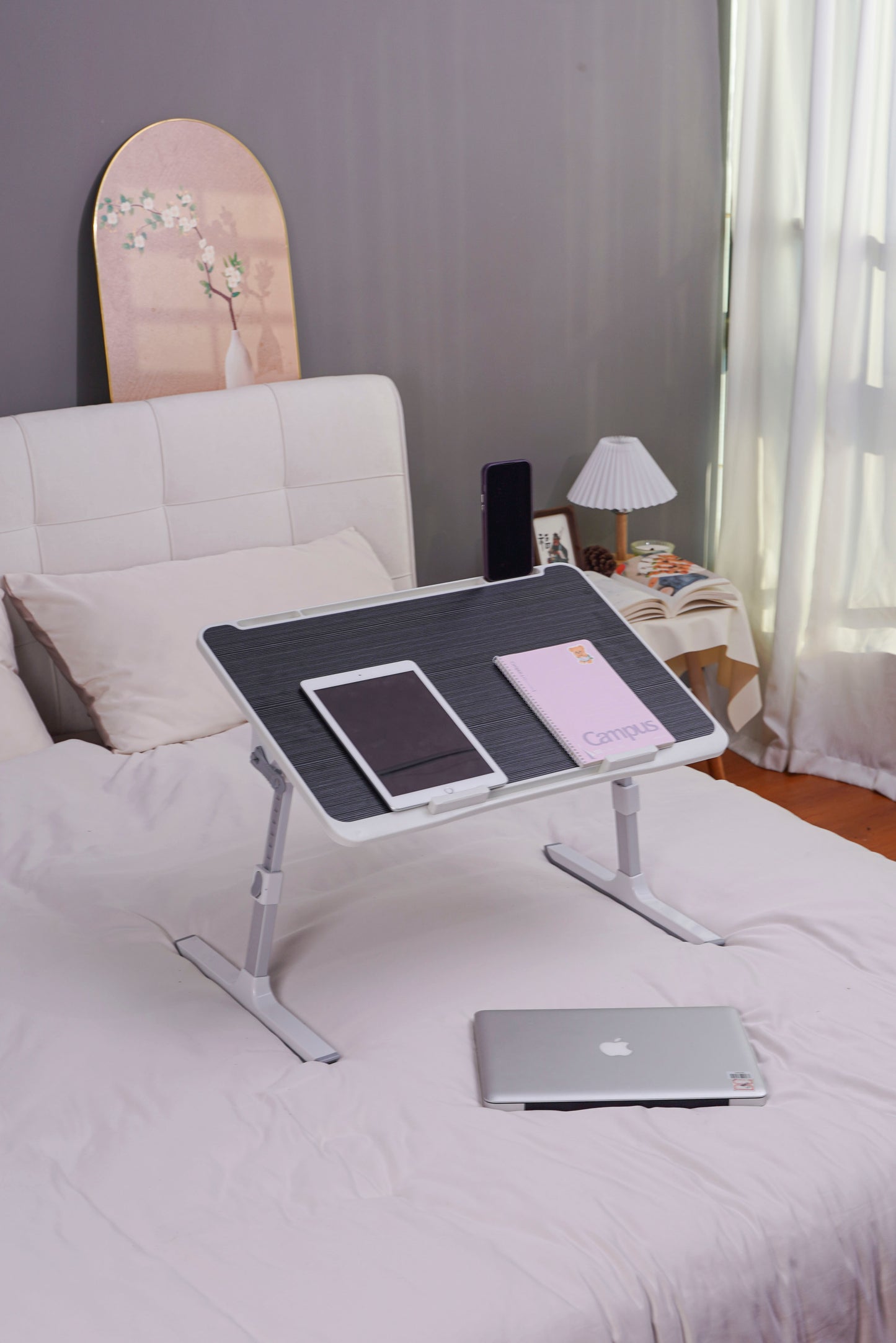 Height & Angle Adjustable Foldable Laptop Bed Tray Table, Portable Laptop Table for Bed, Sofa, Floor & Recliner Chair