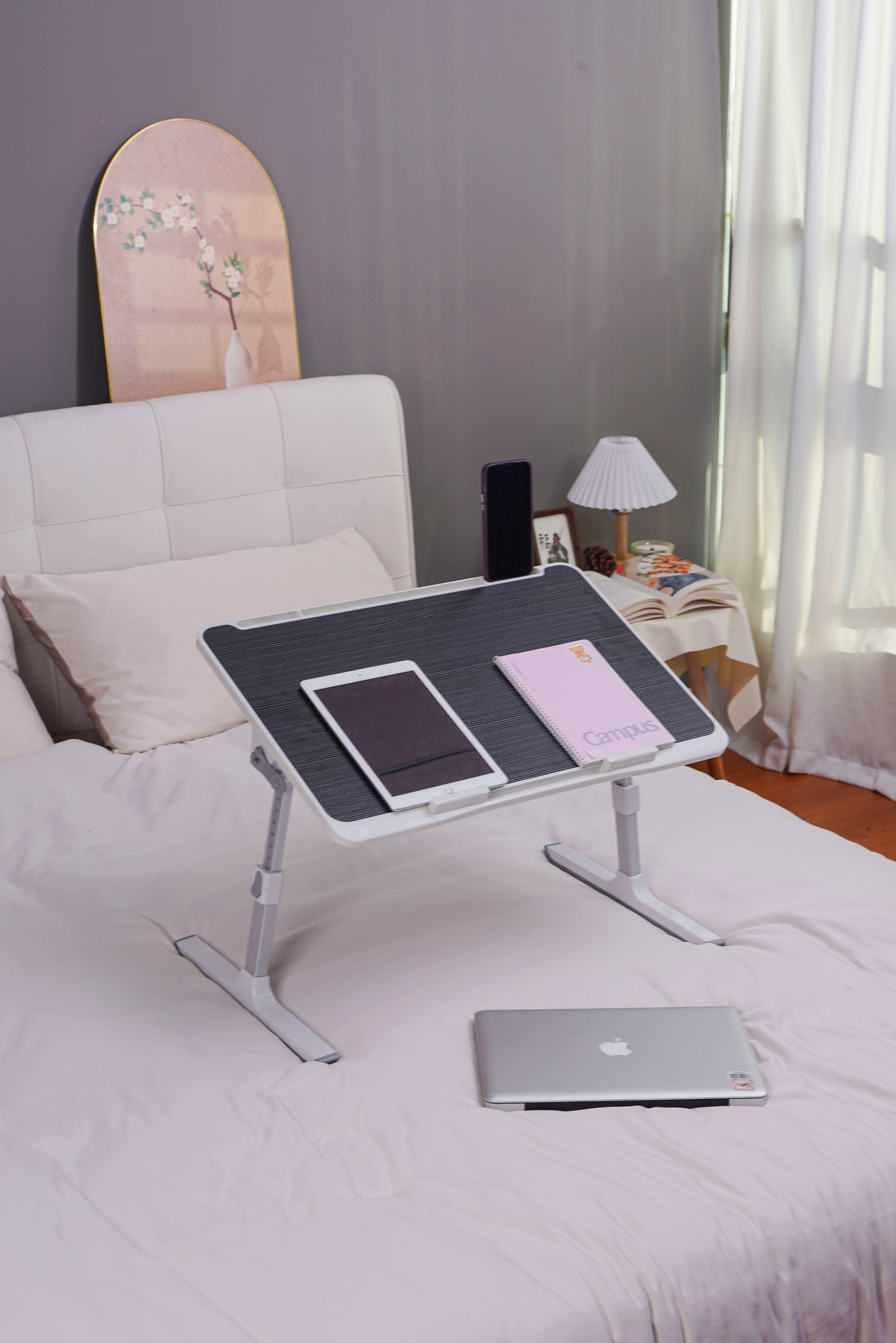 Height & Angle Adjustable Foldable Laptop Bed Tray Table, Portable Laptop Table for Bed, Sofa, Floor & Recliner Chair