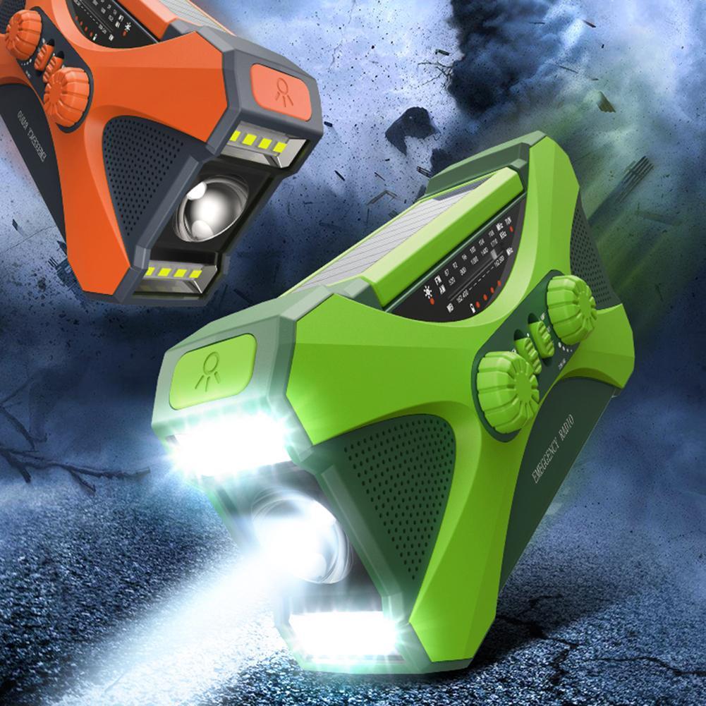 Rechargeable Solar Hand Crank Weather Radio with Dual Speakers, Emergency Crank Radio for Home Use, Outdoor Survival