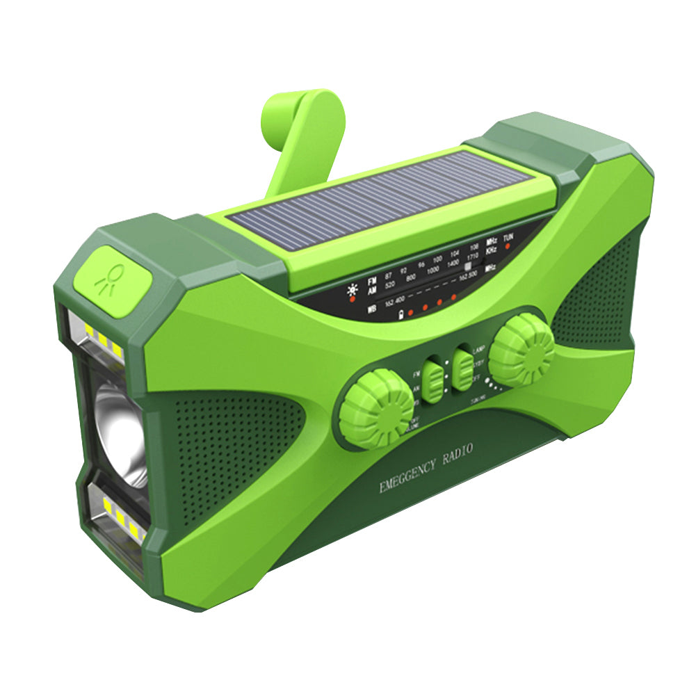 Rechargeable Solar Hand Crank Weather Radio with Dual Speakers, Emergency Crank Radio for Home Use, Outdoor Survival