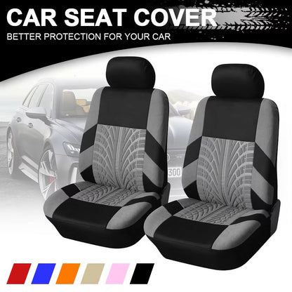 Universal Front Car Seat Covers - Comfortable Tire Track Embossed Fabric for Stylish Auto Interior Protection