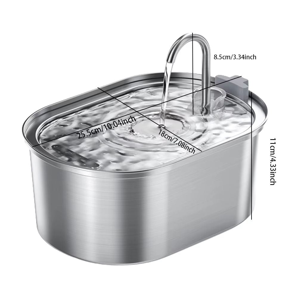 Smart Stainless Steel Cat Water Fountain  Automatic Pet Water Dispenser With Filtered Circulation F