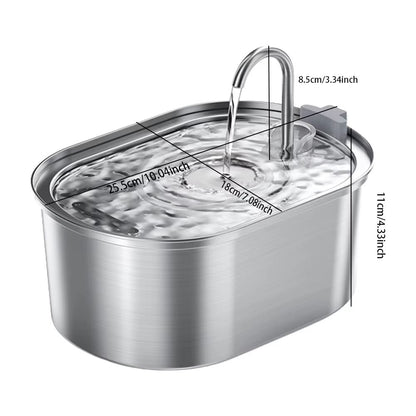 Smart Stainless Steel Cat Water Fountain  Automatic Pet Water Dispenser With Filtered Circulation F
