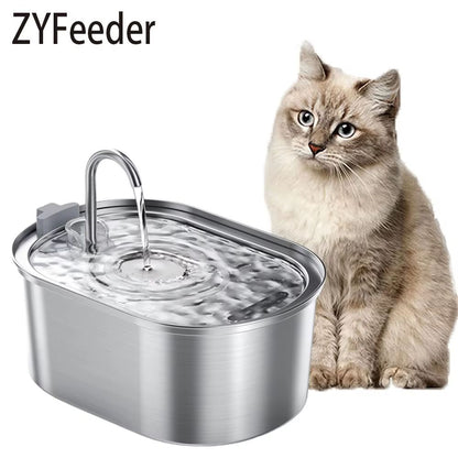 Smart Stainless Steel Cat Water Fountain - Automatic Pet Water Dispenser with Filtered Circulation for Cats and Dogs