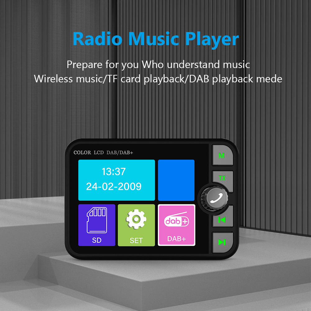 LCD Stereo Digital Broadcast Bluetooth 5.0 Radio Receiver, FM MP3 Transmitter for Car Audio and Hands-Free Music