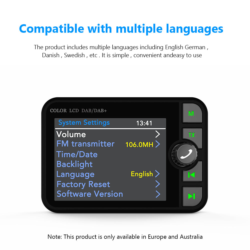 LCD Stereo Digital Broadcast Bluetooth 5.0 Radio Receiver, FM MP3 Transmitter for Car Audio and Hands-Free Music