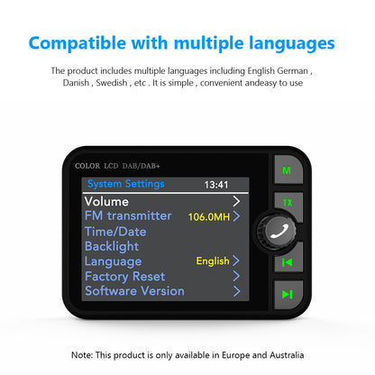 LCD Stereo Digital Broadcast Bluetooth 5.0 Radio Receiver, FM MP3 Transmitter for Car Audio and Hands-Free Music