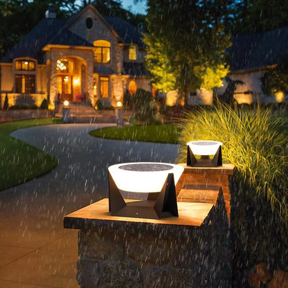 Remote Controlled Stainless Steel Solar LED Column Light Waterproof Outdoor Courtyard & Door Post Dimming Light Fixture