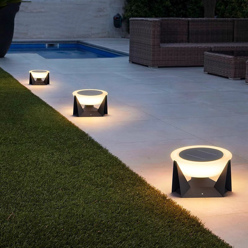 Remote Controlled Stainless Steel Solar LED Column Light Waterproof Outdoor Courtyard & Door Post Dimming Light Fixture