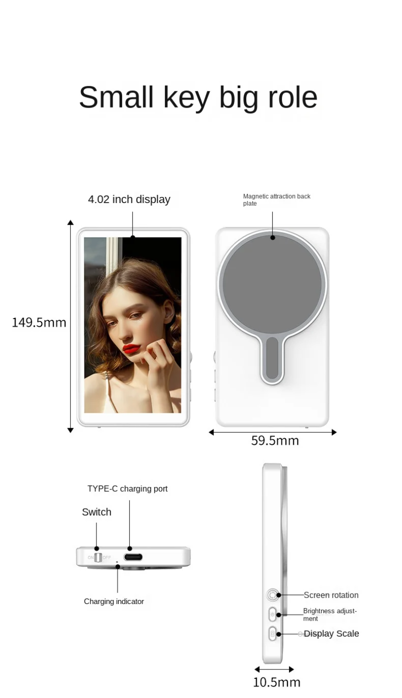 Wireless Mobile Selfie & Screen Mirroring Device, Magnetic Rear Camera for Live Streaming, Vlogging, & Real-Time Sharing