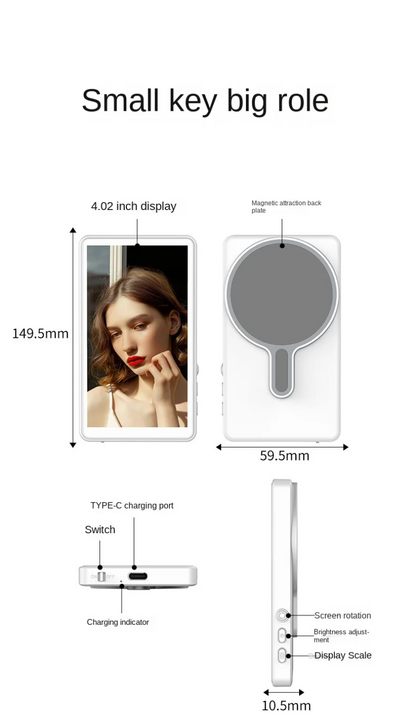 Wireless Mobile Selfie & Screen Mirroring Device, Magnetic Rear Camera for Live Streaming, Vlogging, & Real-Time Sharing