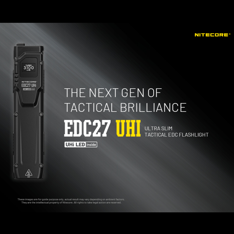 Tactical Flashlight 3100 Lumens, Rechargeable Slim EDC Light with OLED Display & Built-in Battery for Camping, Hiking
