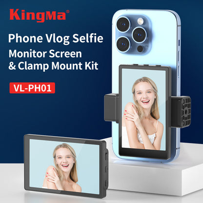Phone Rear Camera Monitor for Selfie, Vlogging & TikTok, Wired Recording Screen with Bluetooth Remote, iPhone Compatible
