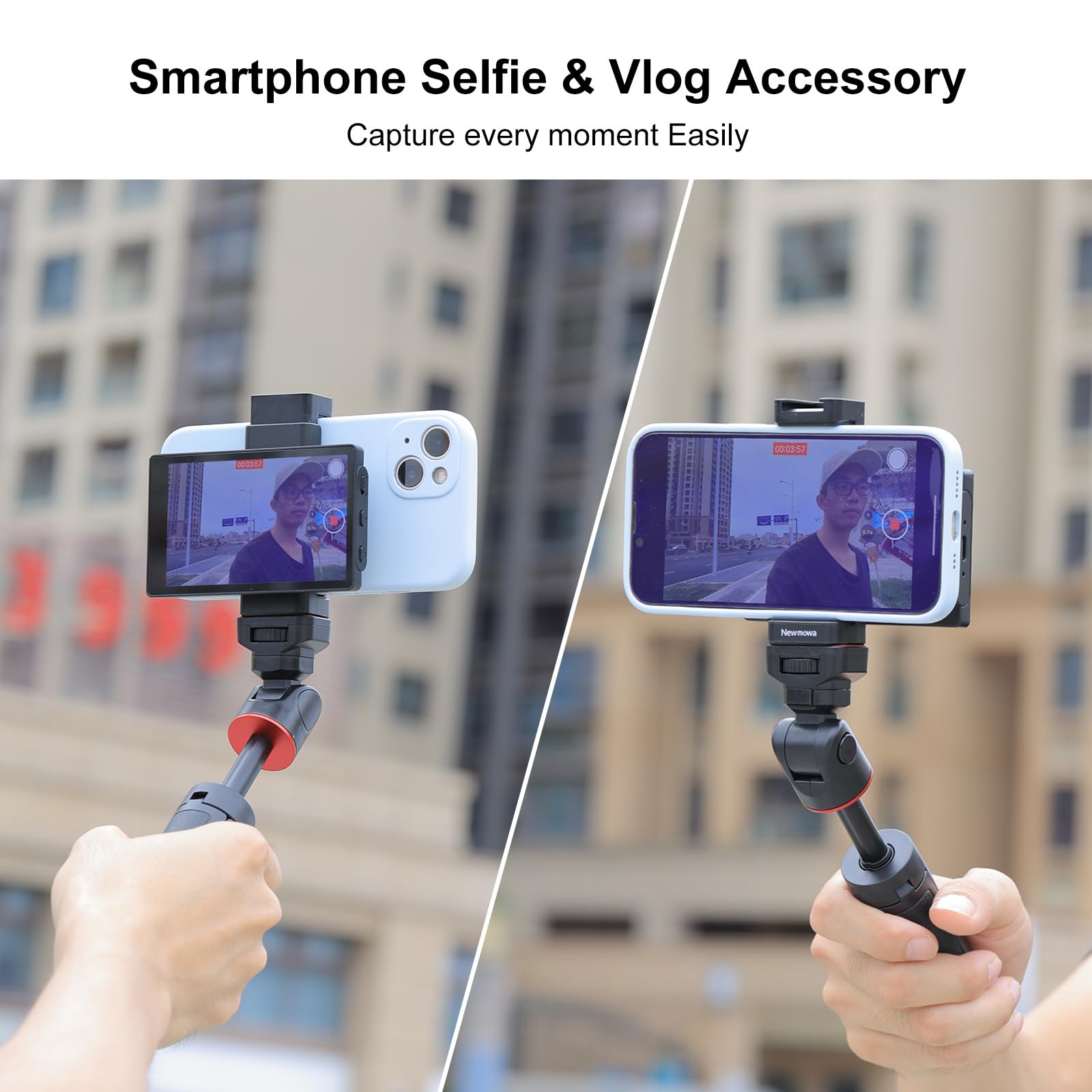 Phone Rear Camera Monitor for Selfie, Vlogging & TikTok, Wired Recording Screen with Bluetooth Remote, iPhone Compatible