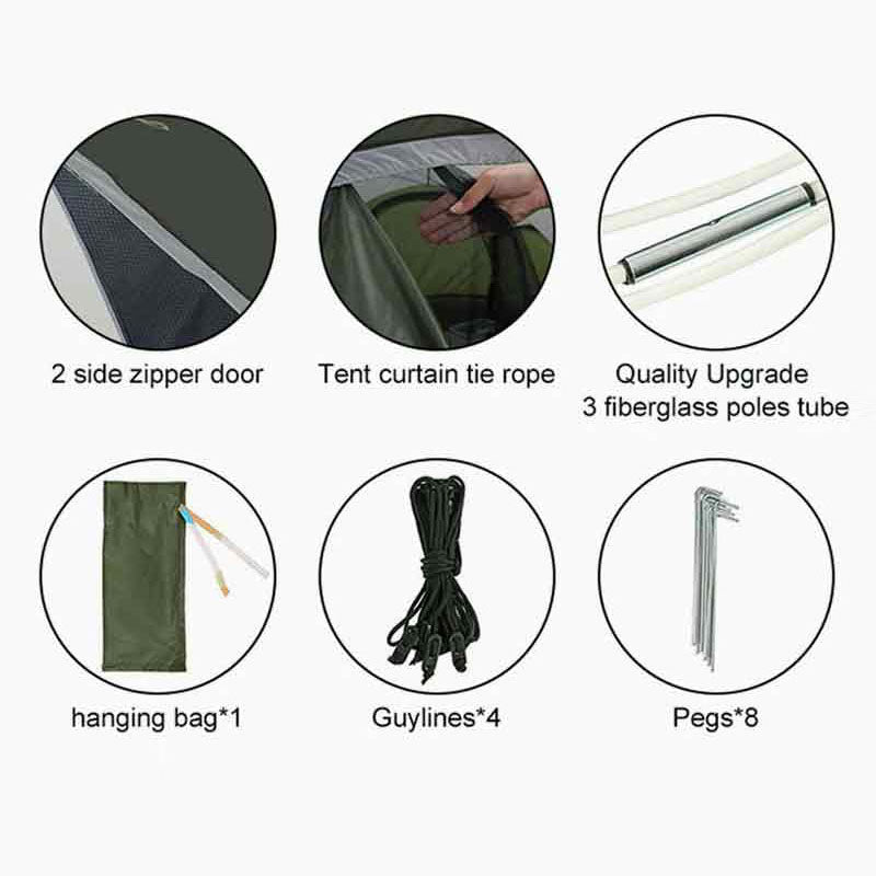 No-Need-to-Set-Up Fast Opening Camping Tent, Fully Automatic 3-4 Person Outdoor Throwing Tent
