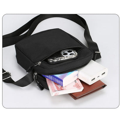 Durable Oxford Shoulder Bag for Men, Black Mini Waist Pack Crossbody Mobile Phone Pouch Travel Organizer