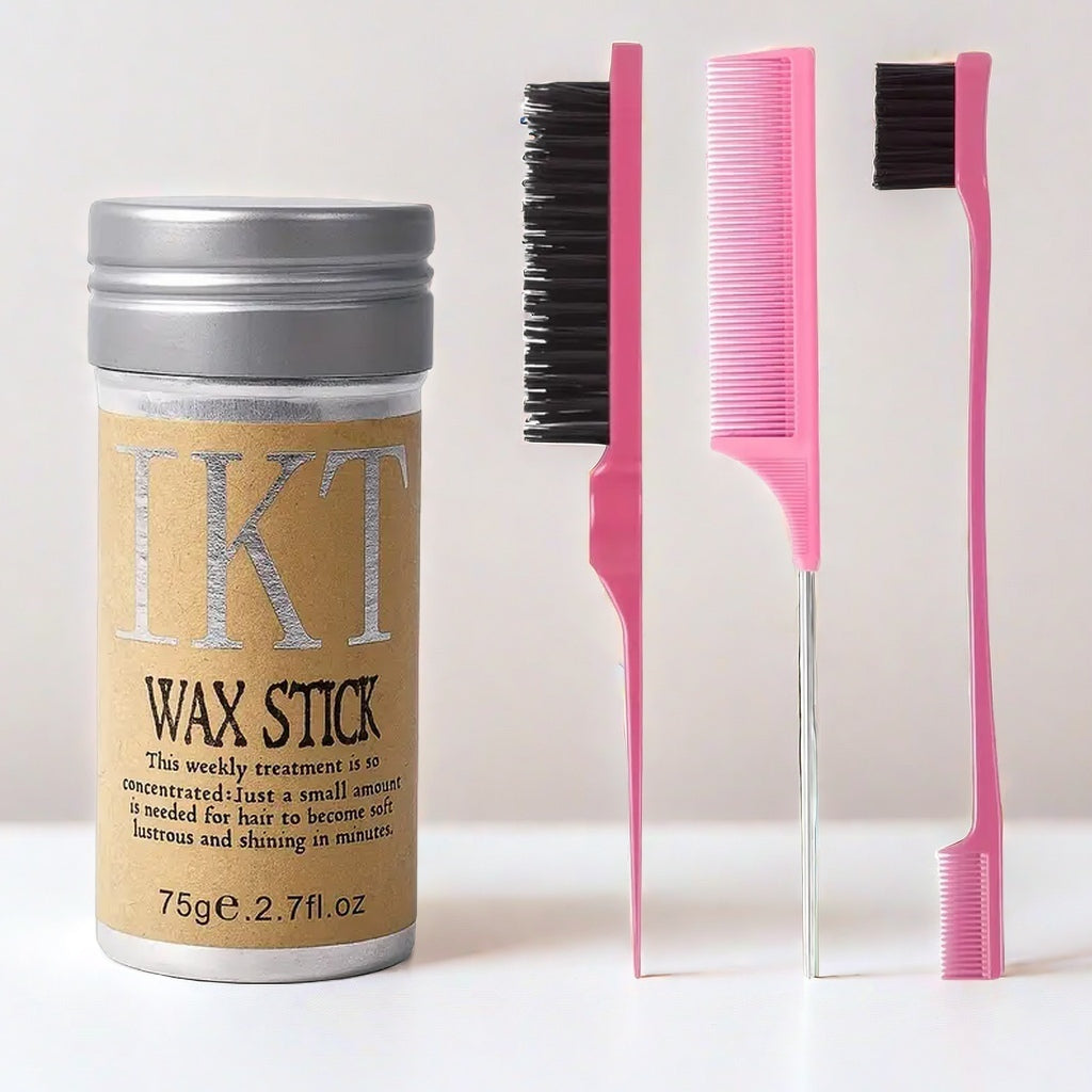 Flyaway Hair Wax Stick for Kids & Women, Slick Back Styling Pomade, Edge Control Brush Gel for Toddlers, Girls, Wigs