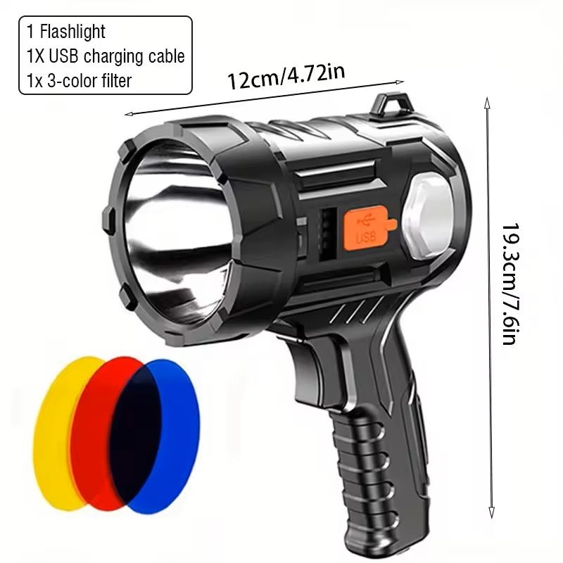 Rechargeable Spotlight 1000000 Lumens Handheld Flashlight With COB And Solar Panels 6