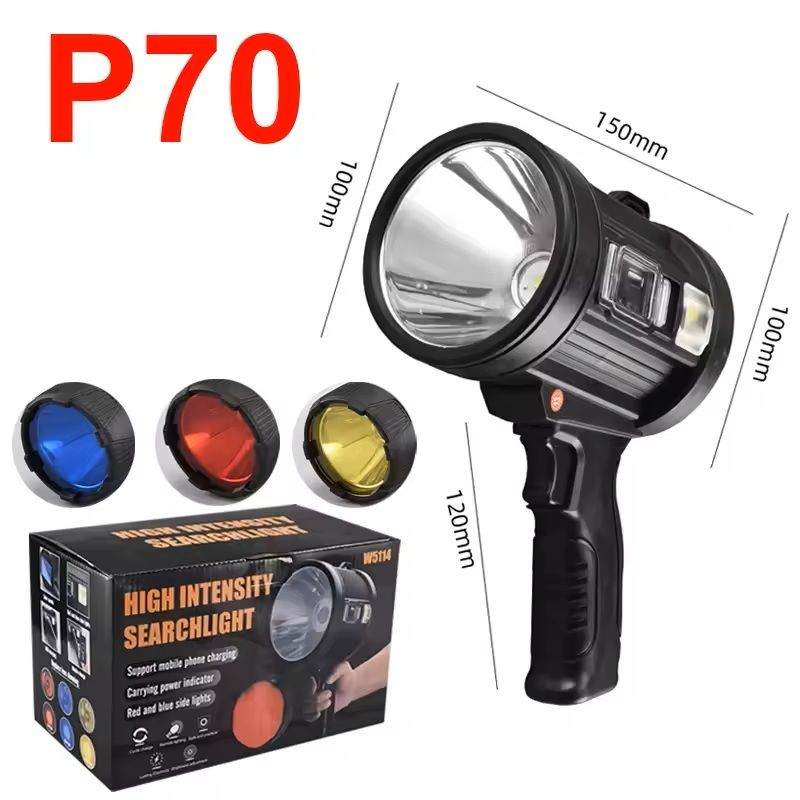 Rechargeable Spotlight 1000000 Lumens Handheld Flashlight With COB And Solar Panels 8
