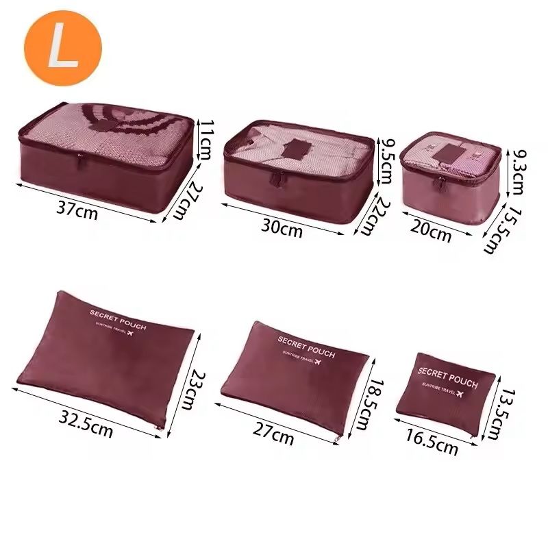 6 Piece Large Travel Organizer Storage Bag Set 12