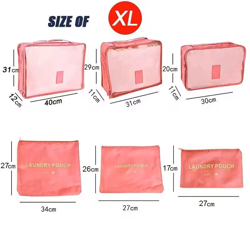 6 Piece Large Travel Organizer Storage Bag Set 3