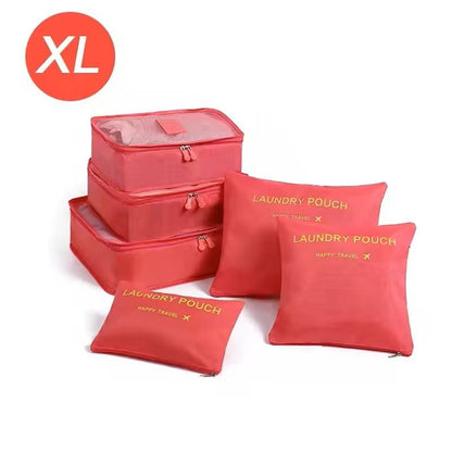 6 Piece Large Travel Organizer Storage Bag Set 6