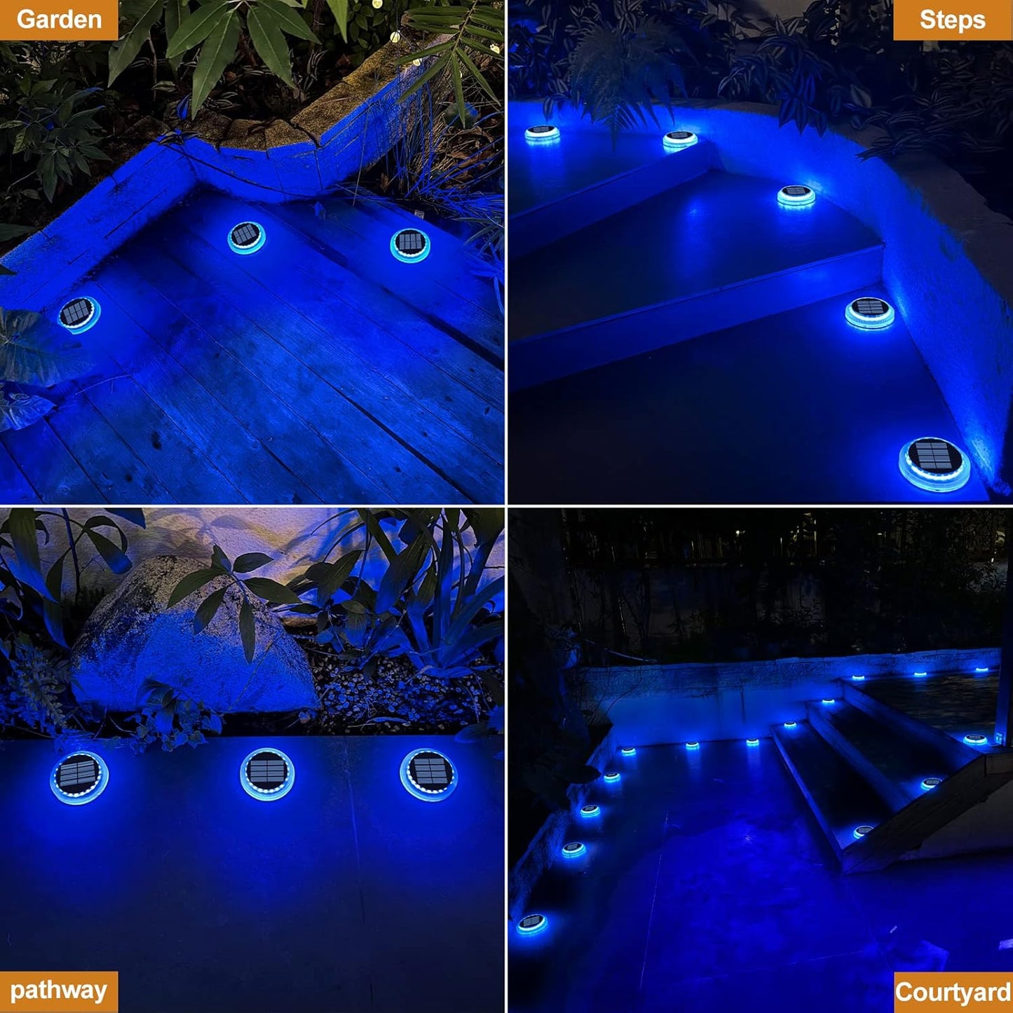 Waterproof Solar LED Deck Lights Outdoor IP68 Step Lighting for Stairs, Fence, Garden, Patio, Pathway, Wall Yard