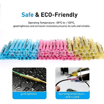 Waterproof Heat Shrink Butt Wire Connectors AWG Automotive Electrical Crimp Terminals for Cable Splice Repair