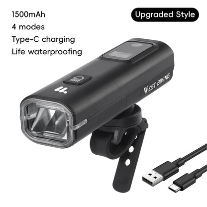 Biking Bike Front Light, Intelligent Light Sensing Cycling Flashlight, Quick Release, USB Rechargeable, Waterproof
