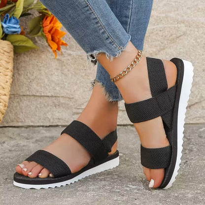 Women Black Flat Slide Sandals With Anti Slip Sole 6