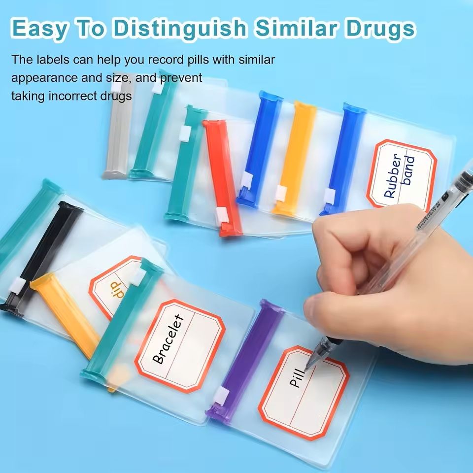 7 Piece Reusable Zippered Pill Pouch Set 3