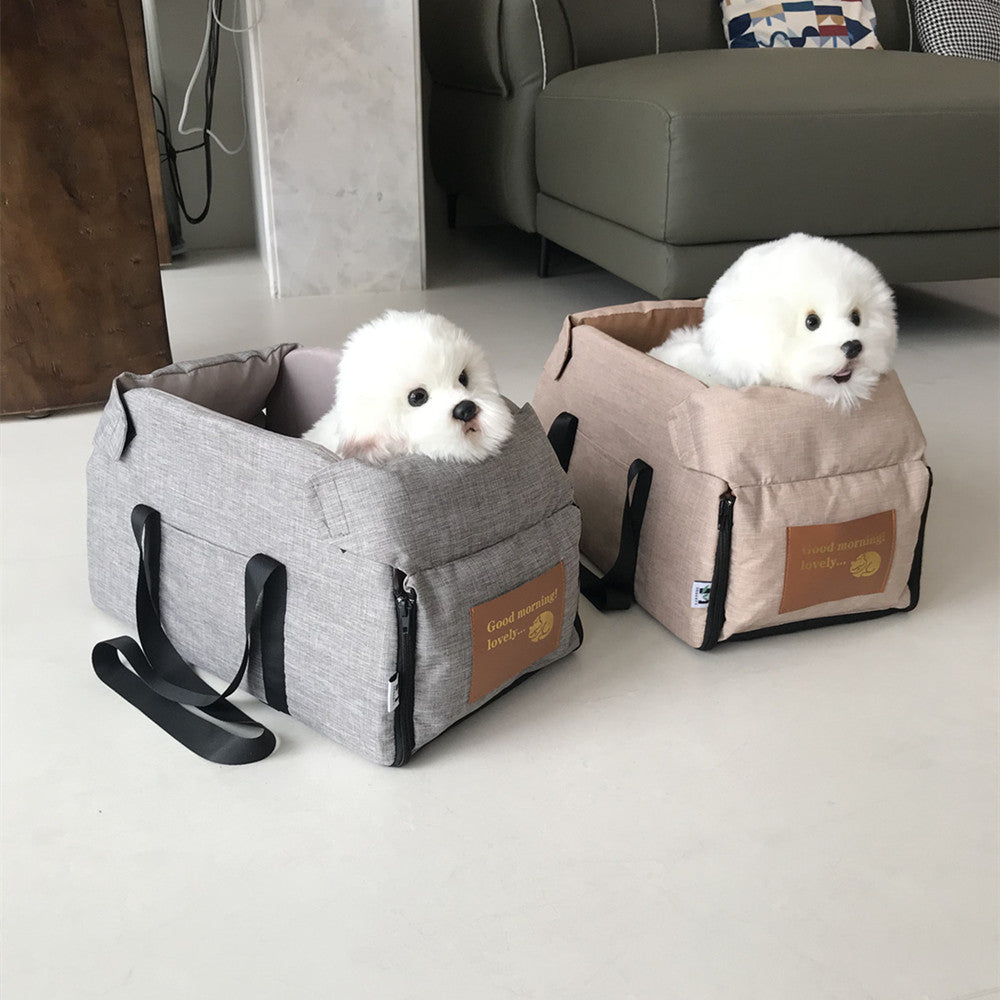 Portable Dog Car Seat Bed for Small Pets, Central Car Console Carrier Travel Safety Bag for Cats & Dogs, Pet Travel