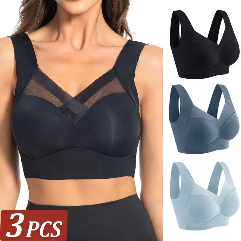 3 Pack Plus Size Seamless Lace Sports Bras