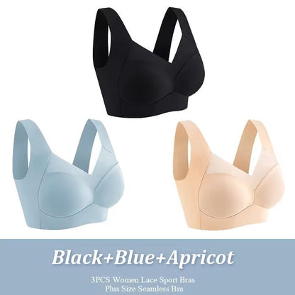 3 Pack Plus Size Seamless Lace Sports Bras 10