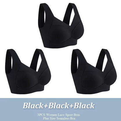 3 Pack Plus Size Seamless Lace Sports Bras 6