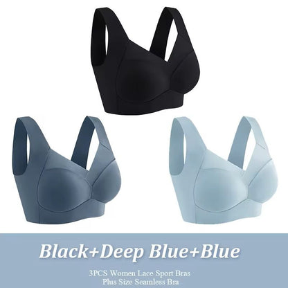 3 Pack Plus Size Seamless Lace Sports Bras 7
