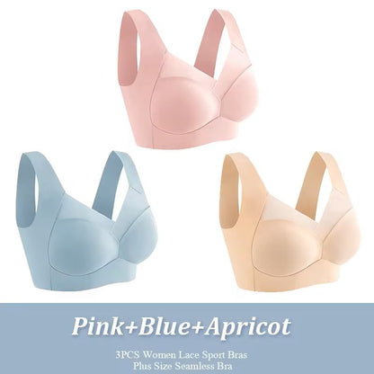 3 Pack Plus Size Seamless Lace Sports Bras 13