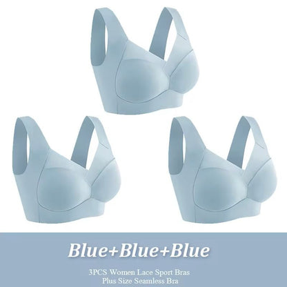 3 Pack Plus Size Seamless Lace Sports Bras 16