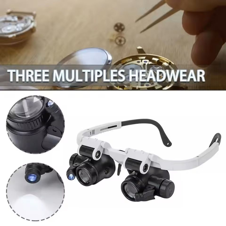 Adjustable LED Head Mounted Jeweler Magnifier 8X 15X 23X 2