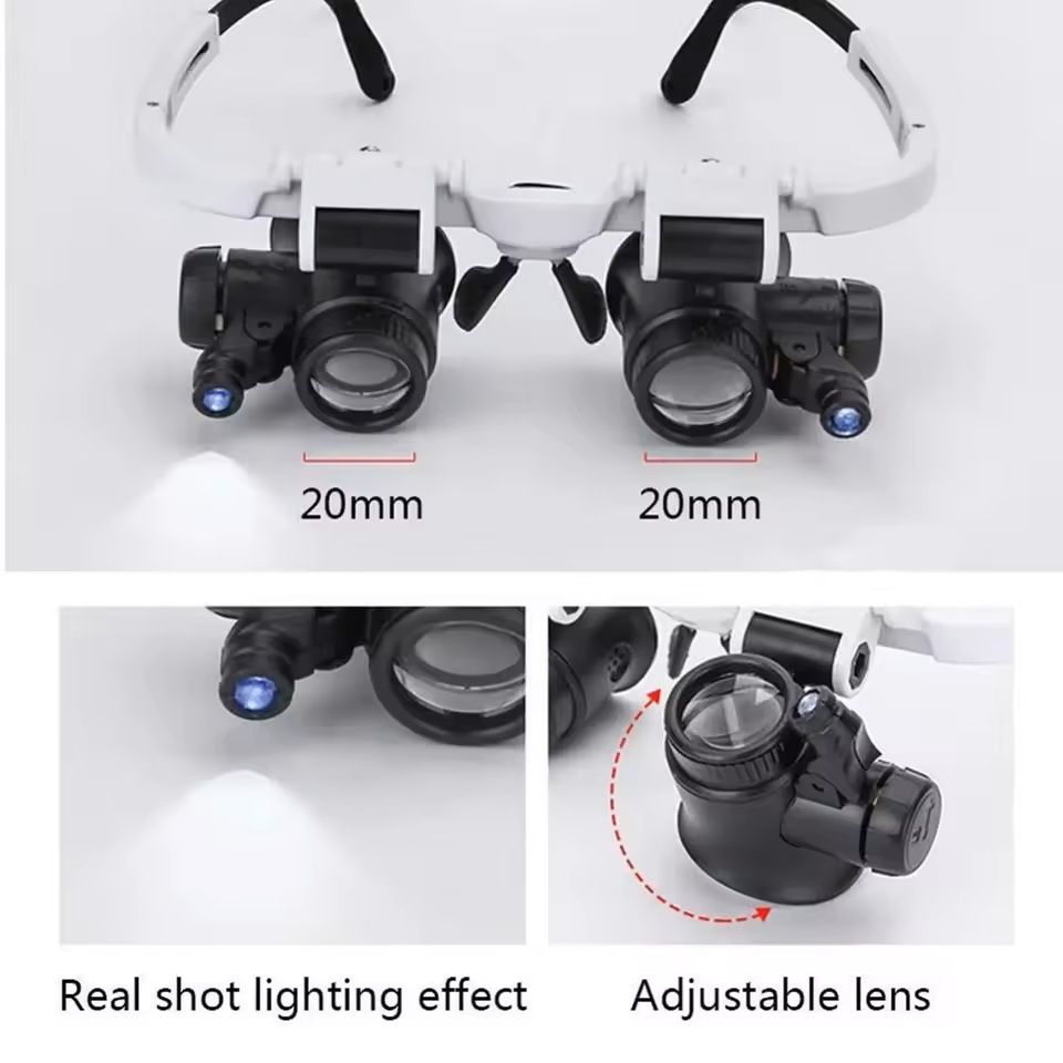 Adjustable LED Head Mounted Jeweler Magnifier 8X 15X 23X 3