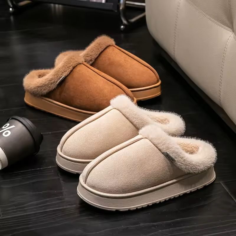 Fluffy Indoor Winter Slippers with Thick EVA Sole