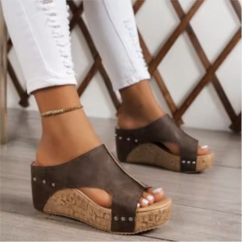 Womens Soft Platform Slide Sandals Lightweight Summer Footwear 9