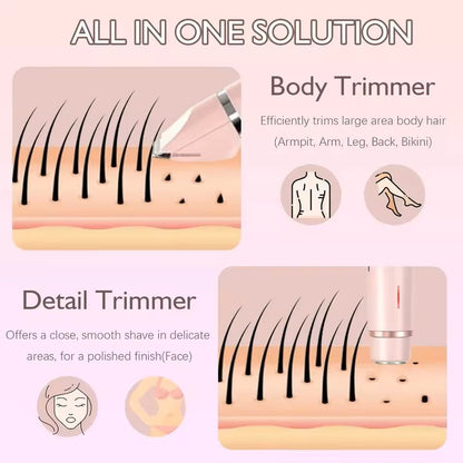 2 In 1 Women Electric Painless Hair Removal Razor And Trimmer 3
