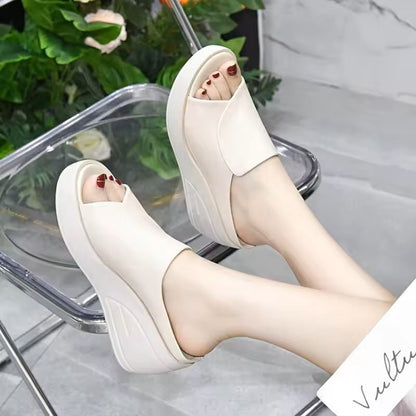 Women Sandals Black Wedge Platform Orthopedic Open Toe Slides