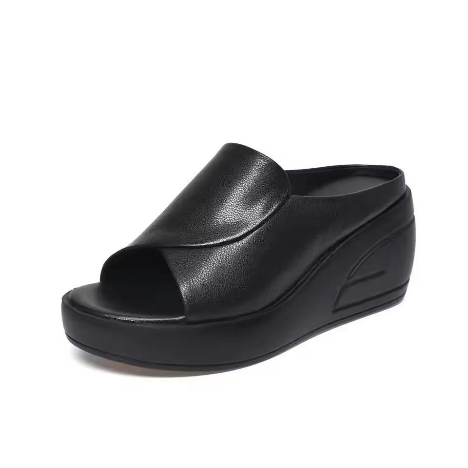 Women Sandals Black Wedge Platform Orthopedic Open Toe Slides 5