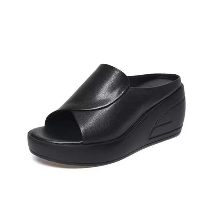 Women Sandals Black Wedge Platform Orthopedic Open Toe Slides 5