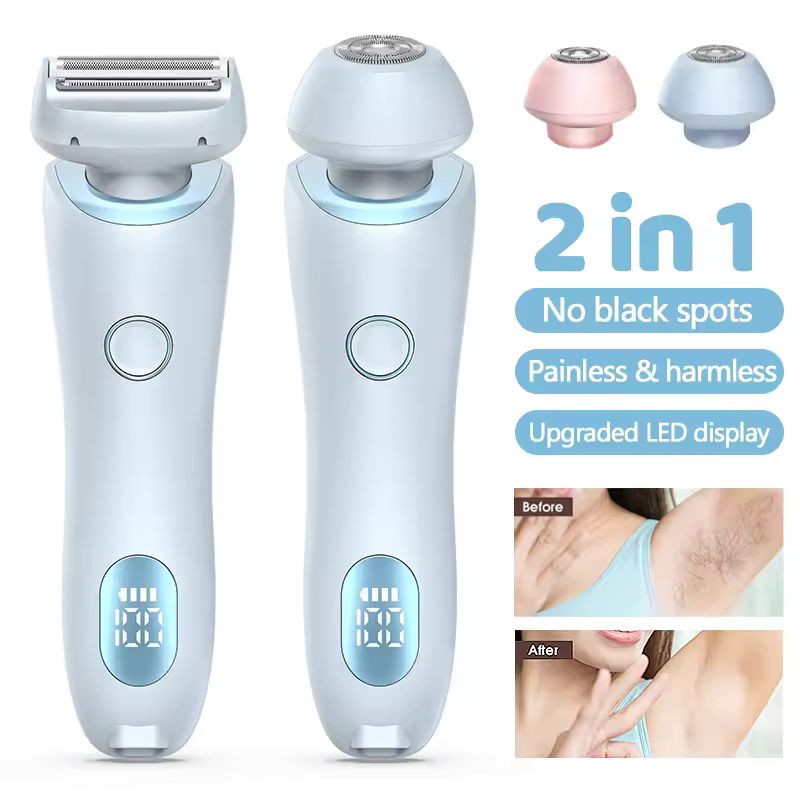 Portable Waterproof 2 in 1 Women Electric Shaver and Bikini Trimmer